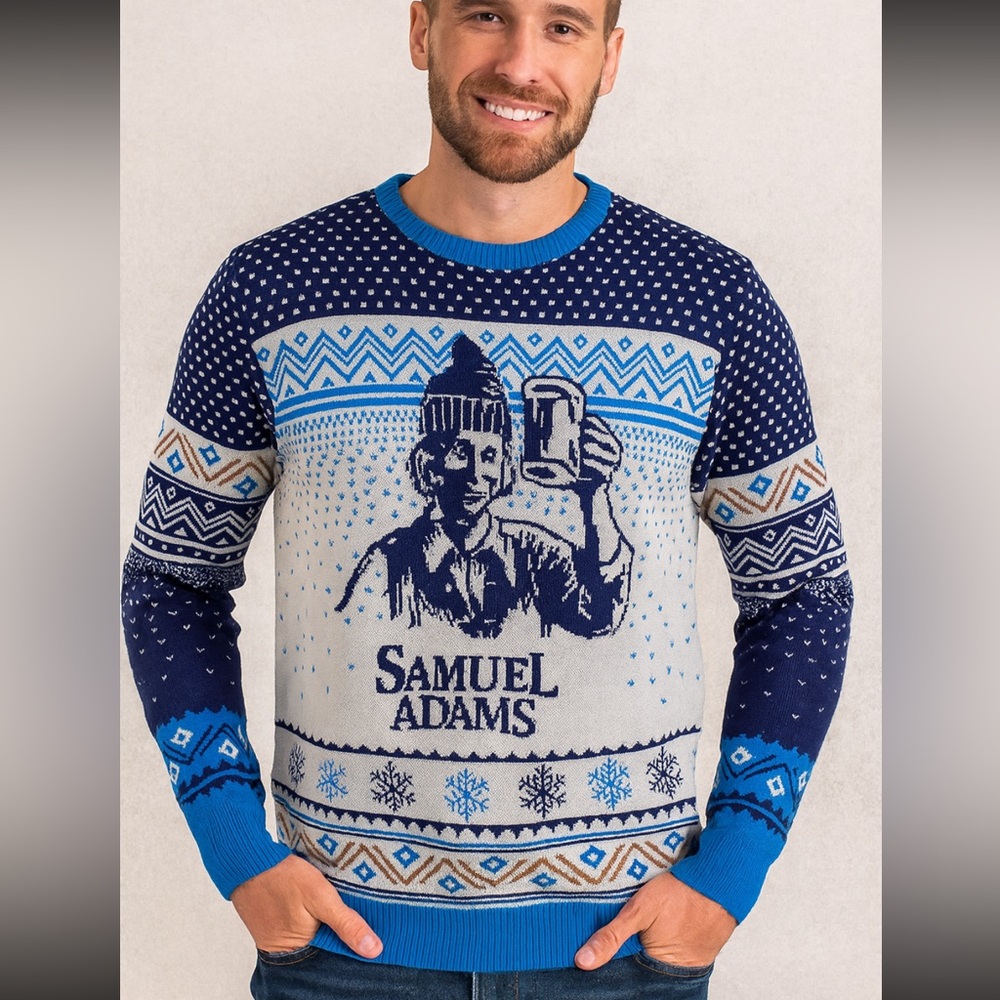 shinestry NWT Christmas Samuel Adams ugly sweater M snowflake fair isle